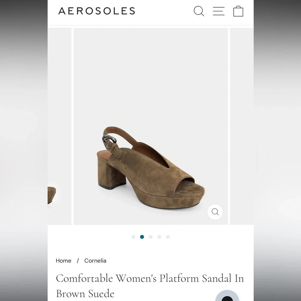 Aerosoles Style Cornelia - Comfortable Women's Platform Sandal In Brown Suede - Picture 2 of 8